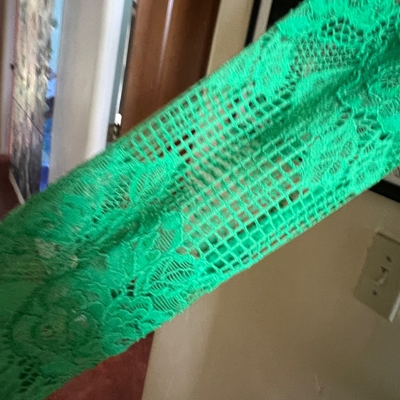 GANNI Green Cutout Twisted Lace Midi Dress Long Sleeve  36 - Picture 4 of 10